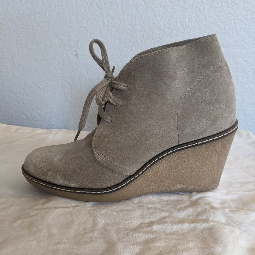 J. Crew MacAlister Wedge Boots Booties in Beige Light Brown Suede